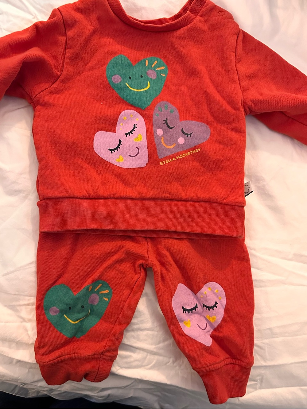 Stella McCartney Kids Red Heart sweatshirt and sweatpants set